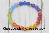 CGB6264 8mm 7 chakra mixed candy jade beaded mala stretchy bracelets