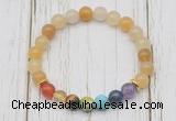 CGB6267 8mm yellow aventurine 7 chakra beaded mala stretchy bracelets