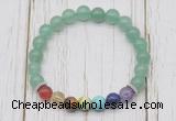 CGB6268 8mm green aventurine 7 chakra beaded mala stretchy bracelets