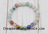 CGB6270 8mm amazonite 7 chakra beaded mala stretchy bracelets