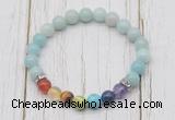 CGB6271 8mm amazonite 7 chakra beaded mala stretchy bracelets