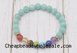 CGB6272 8mm peru amazonite 7 chakra beaded mala stretchy bracelets