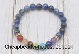 CGB6278 8mm sodalite 7 chakra beaded mala stretchy bracelets