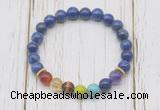 CGB6280 8mm lapis lazuli 7 chakra beaded mala stretchy bracelets