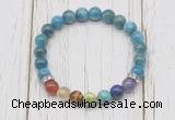 CGB6281 8mm apatite 7 chakra beaded mala stretchy bracelets