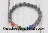 CGB6286 8mm grey opal 7 chakra beaded mala stretchy bracelets