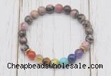 CGB6288 8mm rhodonite 7 chakra beaded mala stretchy bracelets