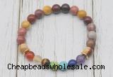 CGB6289 8mm mookaite 7 chakra beaded mala stretchy bracelets