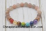 CGB6318 8mm rainbow moonstone 7 chakra beaded mala stretchy bracelets