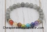 CGB6323 8mm labradorite 7 chakra beaded mala stretchy bracelets