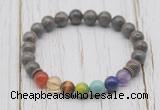 CGB6326 8mm rainbow labradorite 7 chakra beaded mala stretchy bracelets