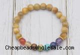 CGB6328 8mm golden tiger eye 7 chakra beaded mala stretchy bracelets