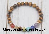 CGB6331 8mm yellow tiger eye 7 chakra beaded mala stretchy bracelets