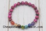 CGB6335 8mm red tiger eye 7 chakra beaded mala stretchy bracelets