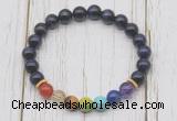 CGB6336 8mm purple tiger eye 7 chakra beaded mala stretchy bracelets