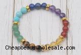 CGB6343 8mm 7 chakra gemstone beaded mala stretchy bracelets