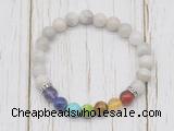 CGB6350 8mm white crazy lace agate 7 chakra beaded mala stretchy bracelets