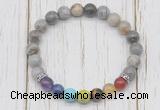 CGB6355 8mm silver needle agate 7 chakra beaded mala stretchy bracelets