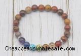 CGB6358 8mm red moss agate 7 chakra beaded mala stretchy bracelets