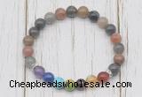 CGB6362 8mm fancy jasper 7 chakra beaded mala stretchy bracelets