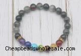 CGB6363 8mm blood jasper 7 chakra beaded mala stretchy bracelets