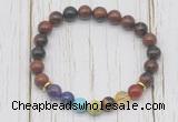 CGB6365 8mm mahogany obsidian 7 chakra beaded mala stretchy bracelets