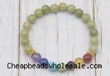 CGB6370 8mm China jade 7 chakra beaded mala stretchy bracelets