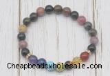 CGB6375 8mm tourmaline 7 chakra beaded mala stretchy bracelets