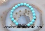 CGB6408 8mm round blue howlite & black lava beaded bracelets