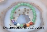 CGB6429 8mm round green aventurine 7 chakra beads bracelet wholesale