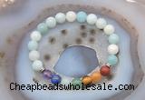 CGB6430 8mm round amazonite 7 chakra beads bracelet wholesale