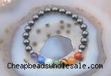 CGB6435 8mm round hematite 7 chakra beads bracelet wholesale