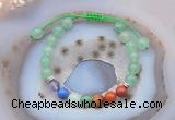 CGB6443 8mm round green aventurine 7 chakra beads adjustable bracelets