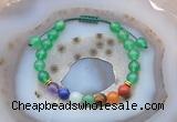 CGB6444 8mm round green agate 7 chakra beads adjustable bracelets