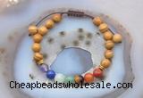 CGB6448 8mm round wooden jasper 7 chakra beads adjustable bracelets