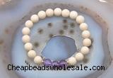 CGB6457 8mm round matte white fossil jasper & amethyst beaded bracelets