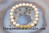 CGB6459 8mm round matte white fossil jasper & citrine beaded bracelets