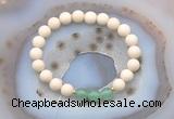 CGB6462 8mm round matte white fossil jasper & green aventurine beaded bracelets