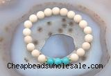 CGB6463 8mm round matte white fossil jasper & turquoise beaded bracelets