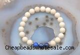 CGB6465 8mm round matte white fossil jasper & lapis lazuli beaded bracelets