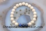 CGB6477 8mm round matte white fossil jasper & blue tiger eye beaded bracelets