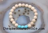 CGB6491 8mm round matte white fossil jasper & blue howlite beaded bracelets