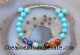 CGB6501 8mm round blue howlite 7 chakra beads adjustable bracelets