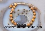 CGB6584 8mm round picture jasper & black lava adjustable bracelets