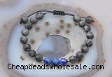 CGB6592 8mm round matte black labradorite & lapis lazuli adjustable bracelets