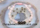 CGB6599 8mm round rose quartz & smoky quartz adjustable bracelets