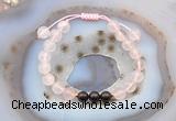 CGB6600 8mm round rose quartz & garnet adjustable bracelets