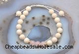 CGB6607 8mm round white fossil jasper & Madagascar rose quartz adjustable bracelets