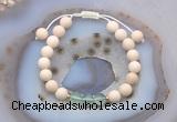 CGB6613 8mm round white fossil jasper & green fluorite adjustable bracelets