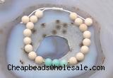 CGB6617 8mm round white fossil jasper & amazonite adjustable bracelets